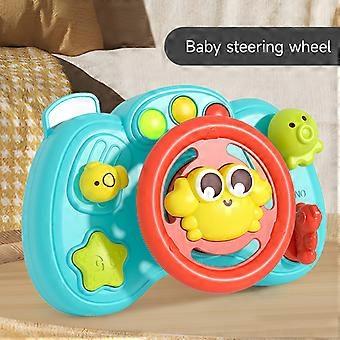 Baby Montessori Cartoon Steering Wheel Toys Simulate Driving Car Steering Wheel Sounding Toys Baby Early Educational Toys Gift(D) color