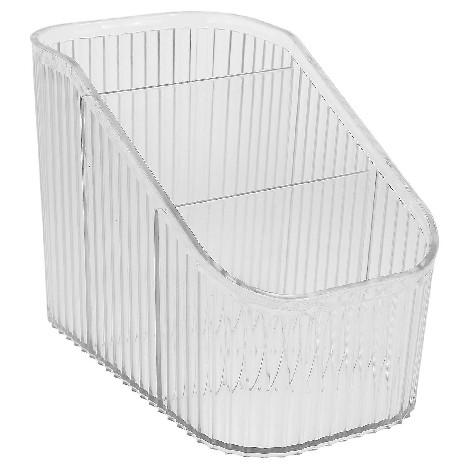 Transparent Plastic 3-Compartment Makeup Organizer for Storage Easy to Clean and Space-Saving 7.5 x