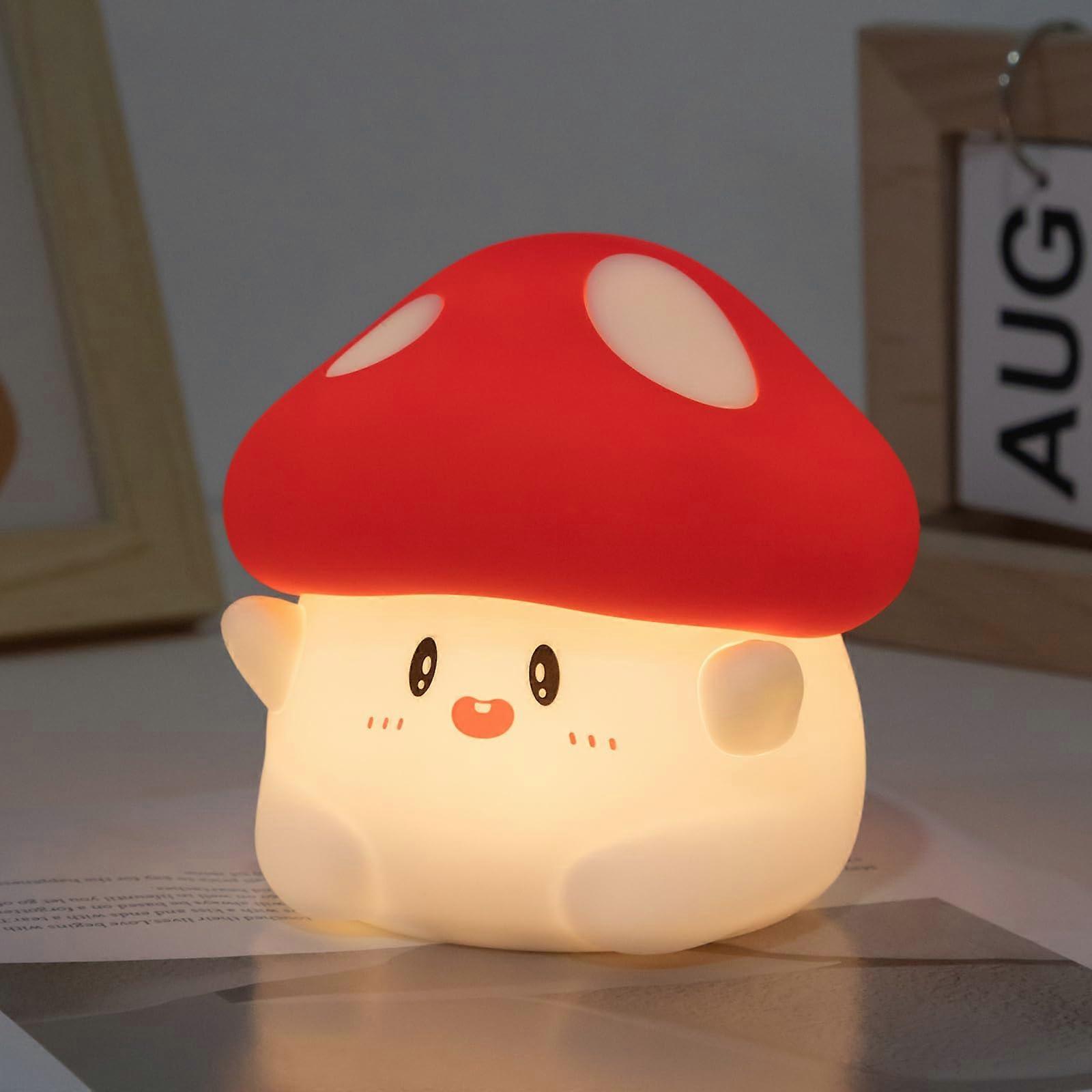 Rechargeable Mushroom Night Light for Kids with Touch Control, Dimmable LED, Soft Warm Glow