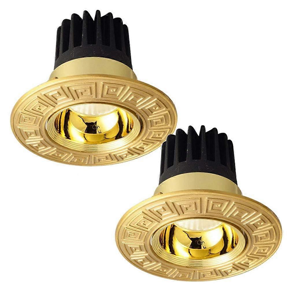 2Pack 3000K Warm White LED Recessed Ceiling Light Brass Round Downlight,  CRI >90, 5W