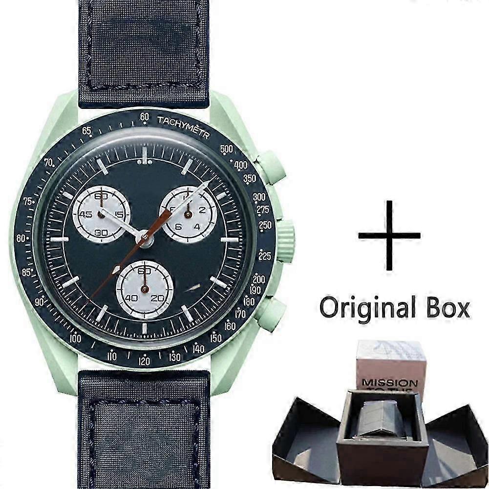 Planet Six Hand Quartz Watch Chronograph Luminous Display Water Resistant Moon Mercury Design