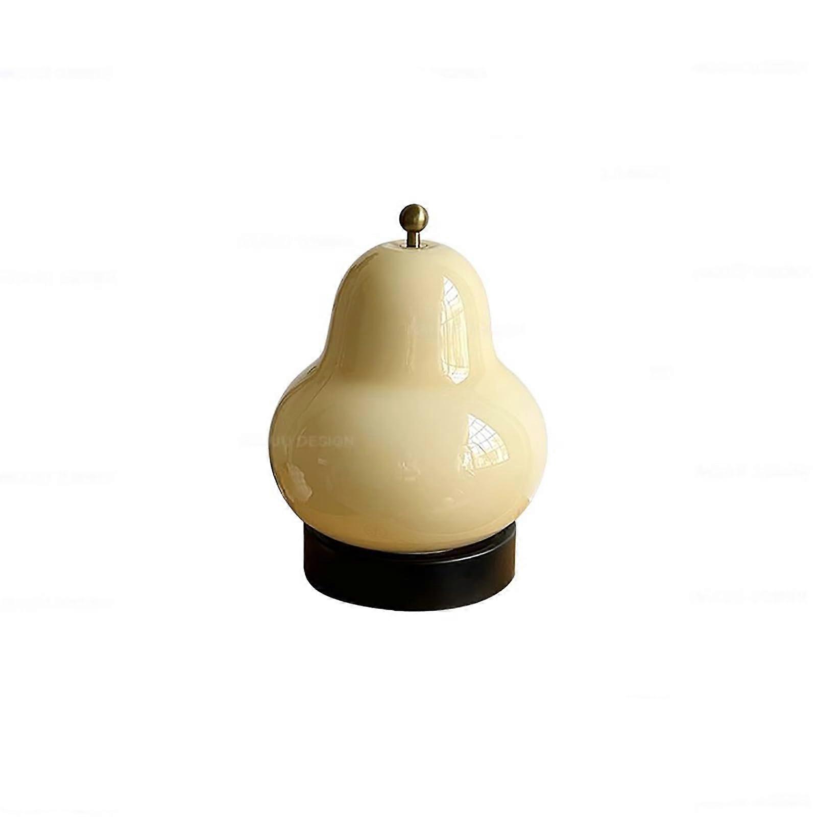 Rechargeable Cream Pear Table Lamp with Adjustable Brightness, Elegant French Style Bedside Lighting