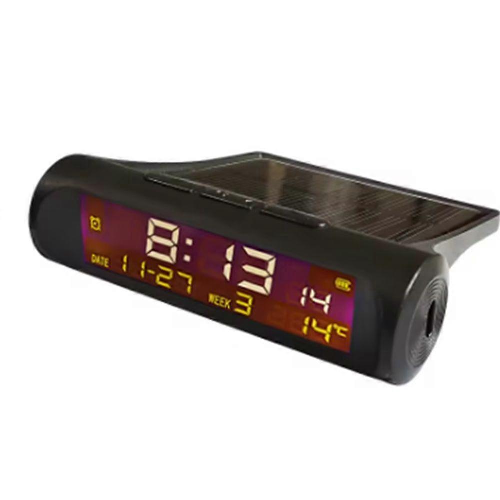 Solar Car Digital Clocks Dashboard Date Thermometer Automotive Electronic Watch LCD Display Time with Back Luminous