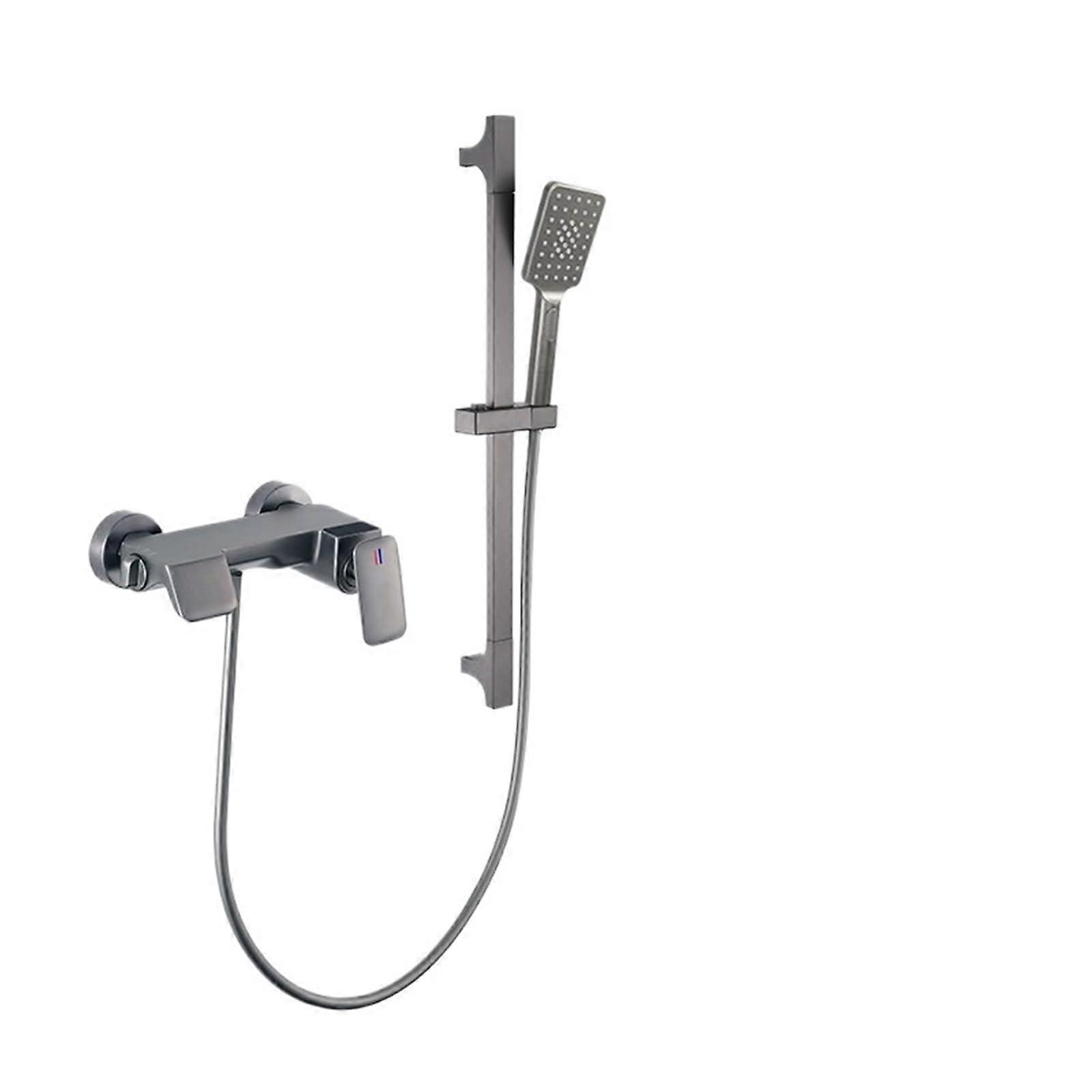 Chrome Grey Wall Mounted Bathtub Faucet Set with Waterfall Spout and Handheld Shower Mixer