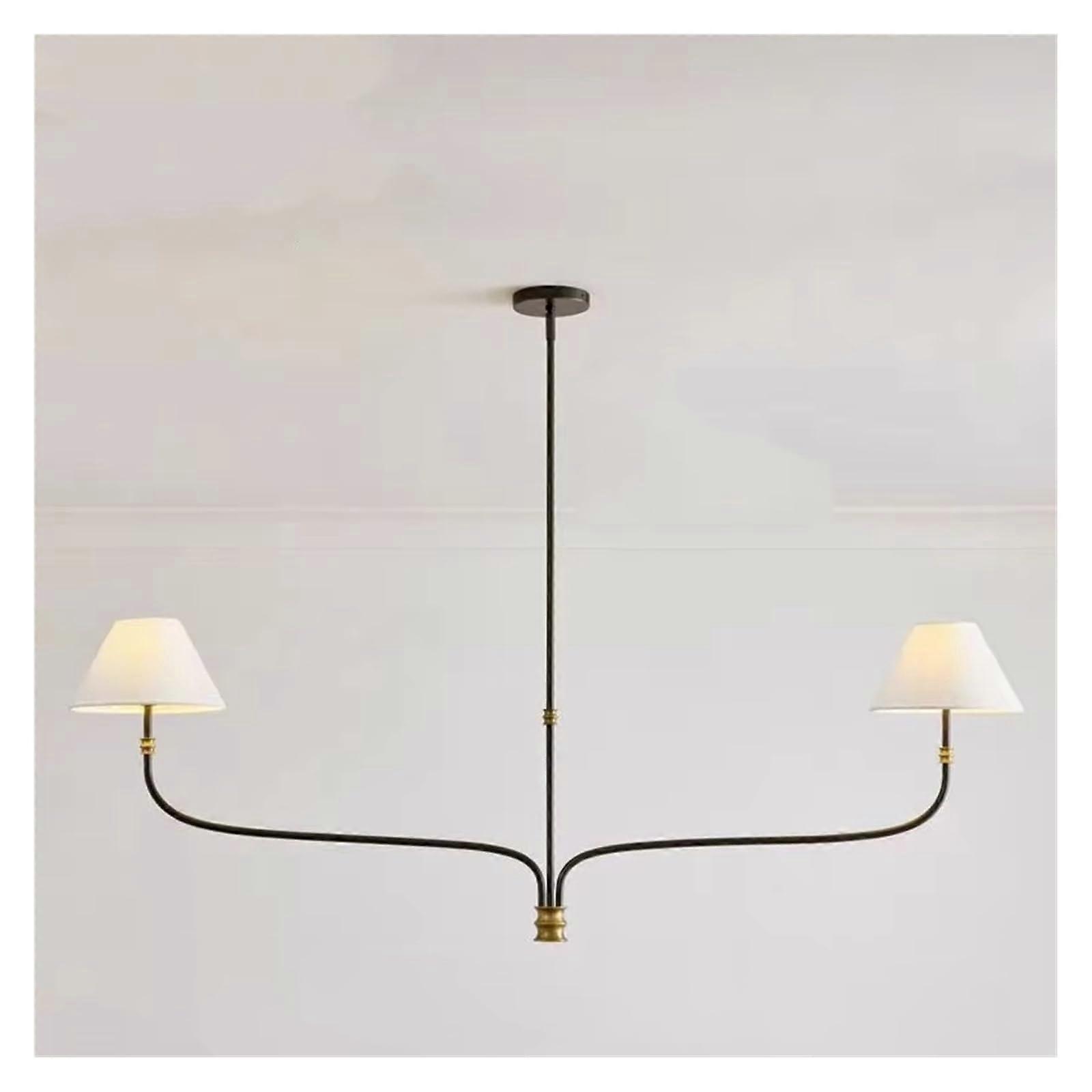 Modern French Fabric Chandelier Light Fixture with Rustic Branch Design and Round Shade, 2 Heads