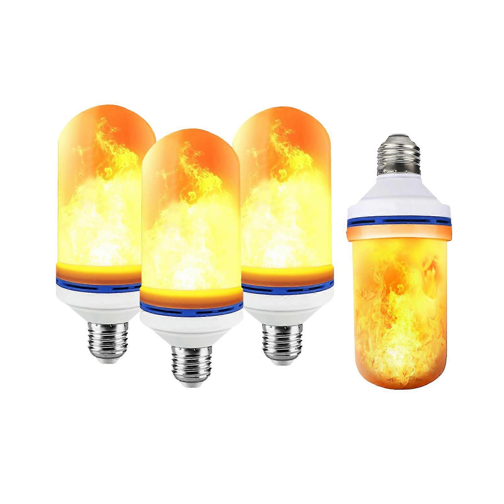 Flickering Flame Light Bulbs with Gravity Sensor, 4 Modes E26 LED for Halloween Decor, 4 Pack Yellow