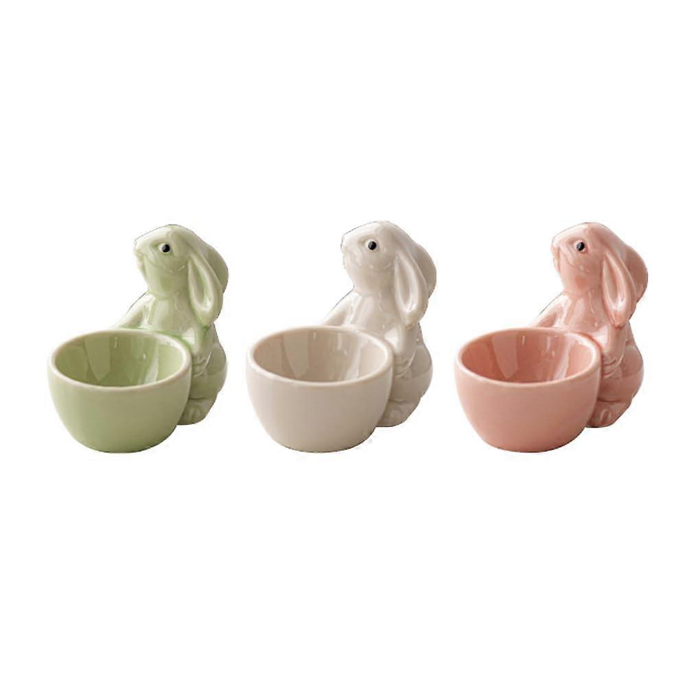 Ceramic Rabbit Egg Cup Set with Charming Bunny Design for Easter Breakfast, Pack of 3