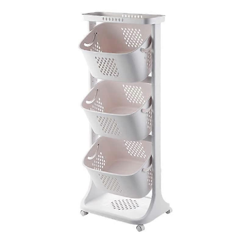 3Tier Rotating Kitchen Storage Rack with Wheels, FloortoCeiling Vegetable and Fruit Organizer