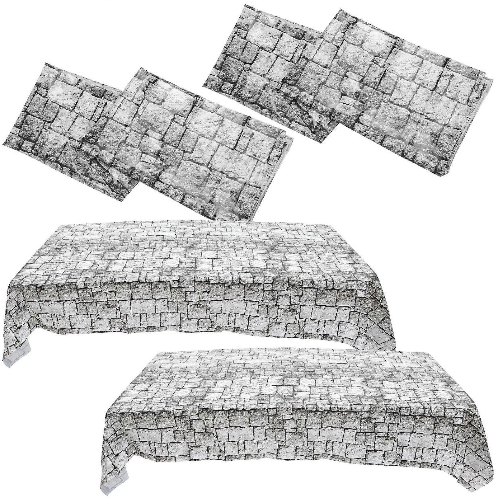 Medieval Tablecloth Plastic Covering for Birthday Party 4Pcs Set