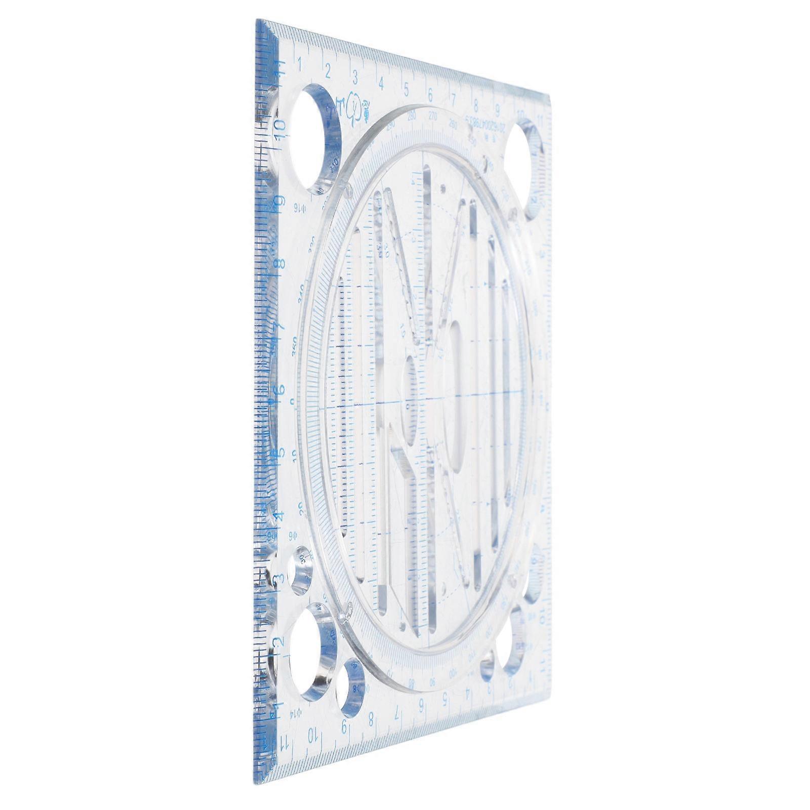 Geometric Drawing Template Plastic Drawing Ruler for Measuring Use Sky-Blue