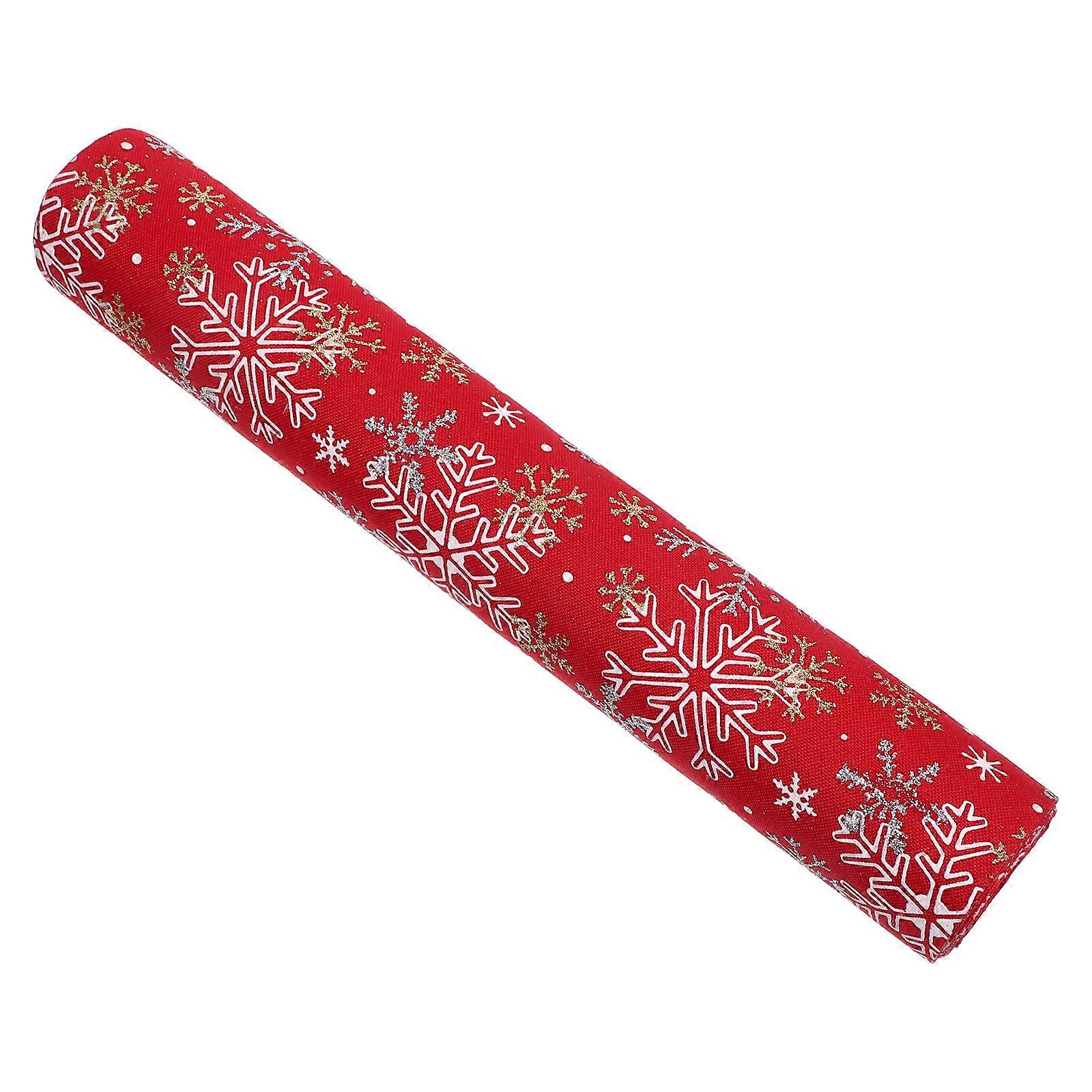 Snowflake Table Runner Rustic Holiday Party Decoration for Dining Table Red and White Polyester Heat Resistant 1Set