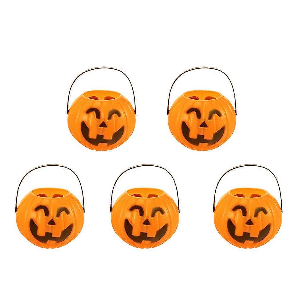 Pumpkin Candy Holder Halloween Candy Bucket 5Pcs Orange