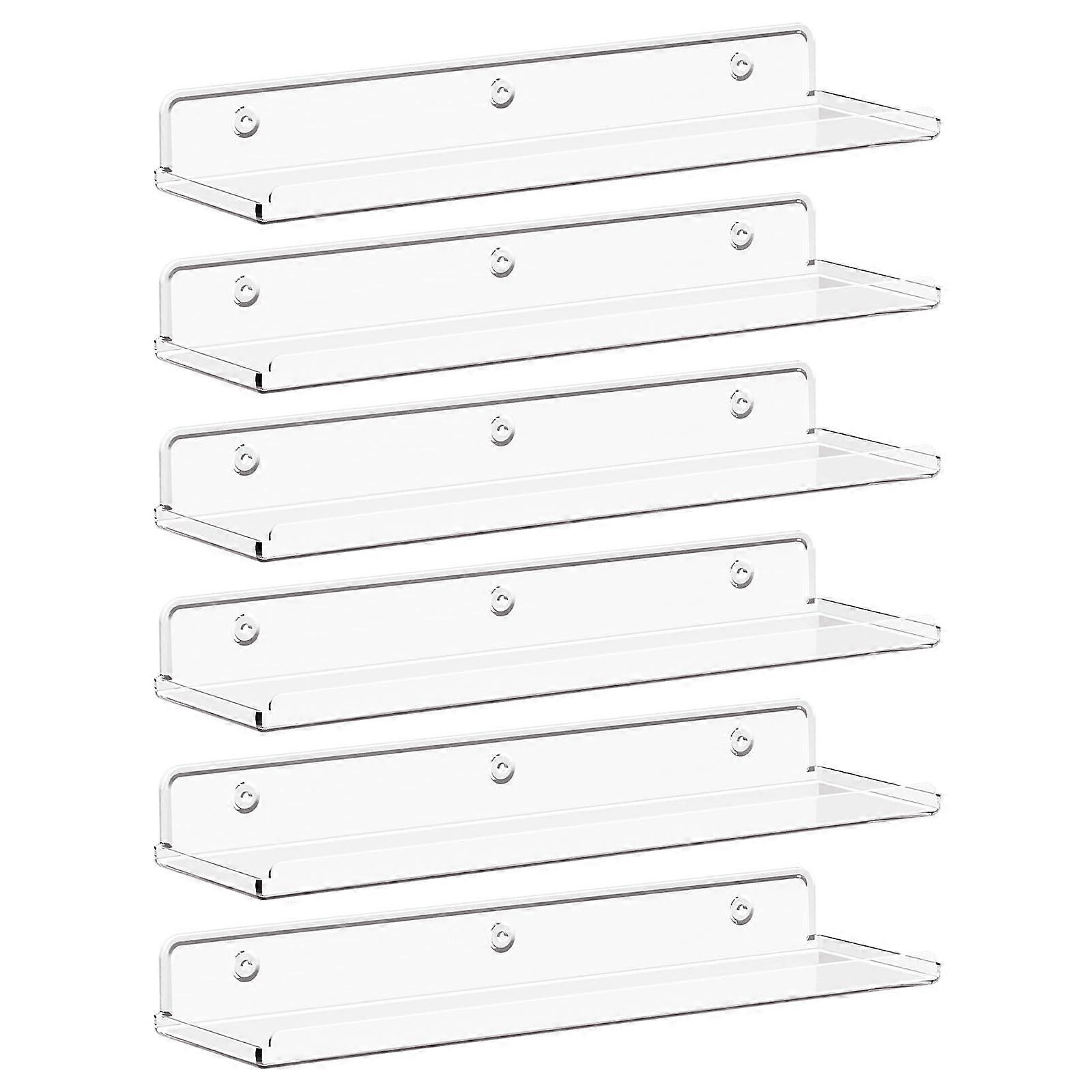 Floating Shelves 6 Pack 15 Inch Clear Acrylic Wall Mounted SpaceSaving Storage for Bathroom Kitchen