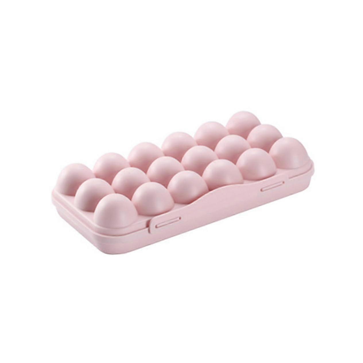 2pcs Egg Storage Container Stackable Egg Holder for Refrigerator Plastic Tray Organizer Pink