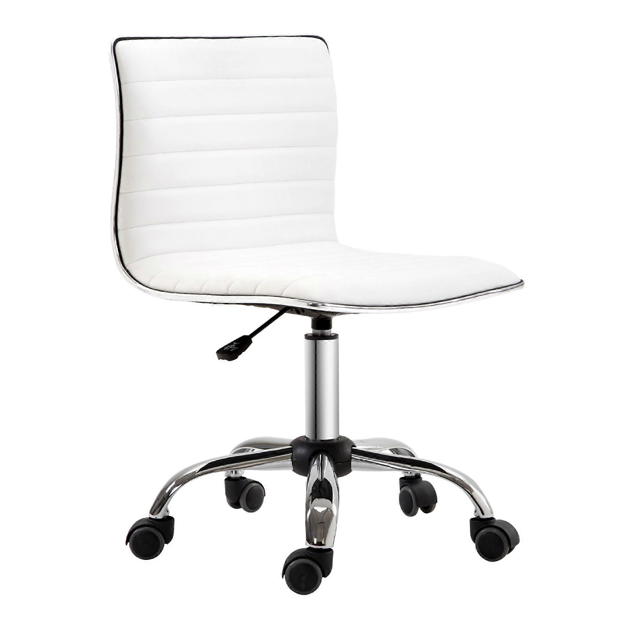 Adjustable Swivel PU Leather Mid-Back Chair with Chrome Base
