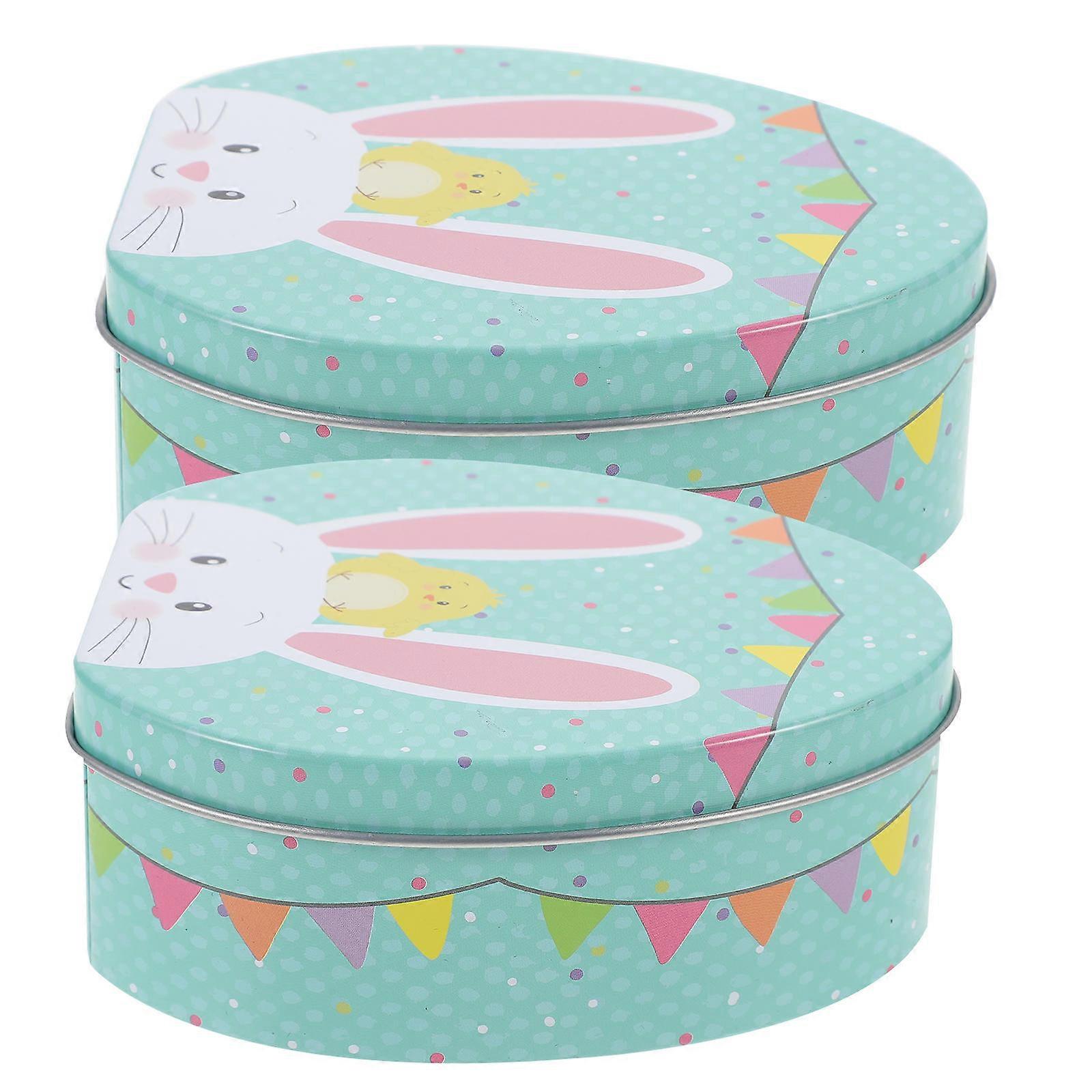 Green Easter Candy Container Tinplate Boxes for Storage Use 8Pcs Set