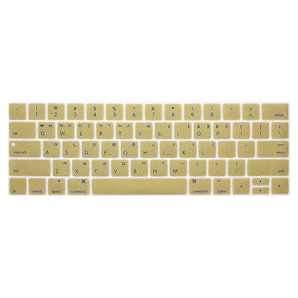 Película protetora para teclado de notebook compatível com MacBook com barra de toque de 13 e 15 polegadas (modelos A1706, A1707, A1989), com layout de teclado coreano - Cor dourada.