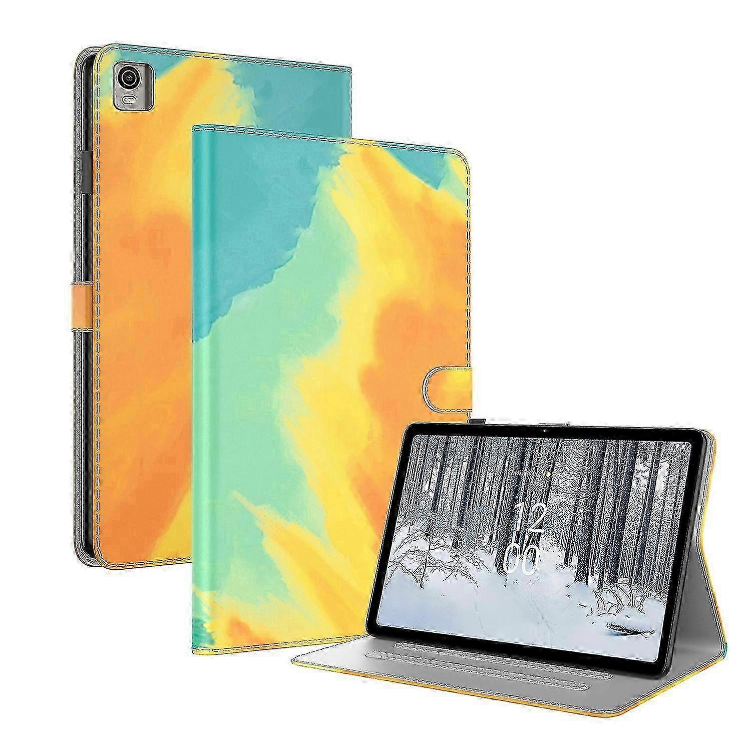 For Nokia T21 Watercolor Pattern Flip Leather Tablet Case 2025