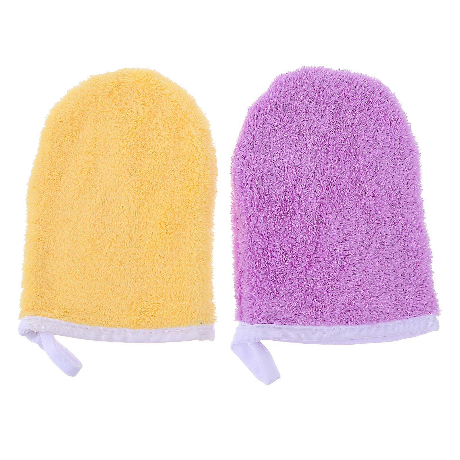 Face Cleaning Gloves Makeup Remover for Soft Skin Care 2Pcs Assorted