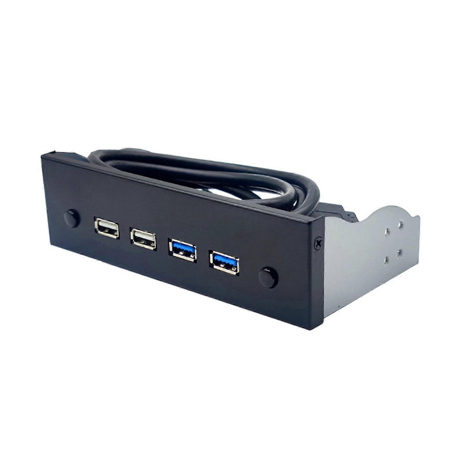 USB Front Panel Hub 5.25 Inch Bay USB 3.0 and 2.0 Expansion for Desktop PC Case