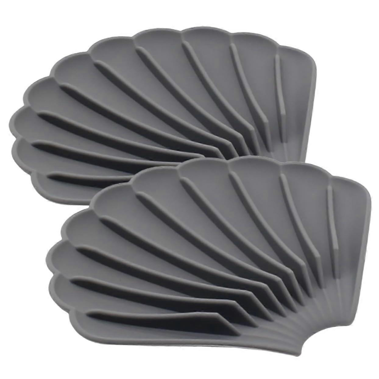 2pcs Silicone Soap Dish with SelfDraining Design, NonSlip Base for Bathroom and Kitchen, Gray