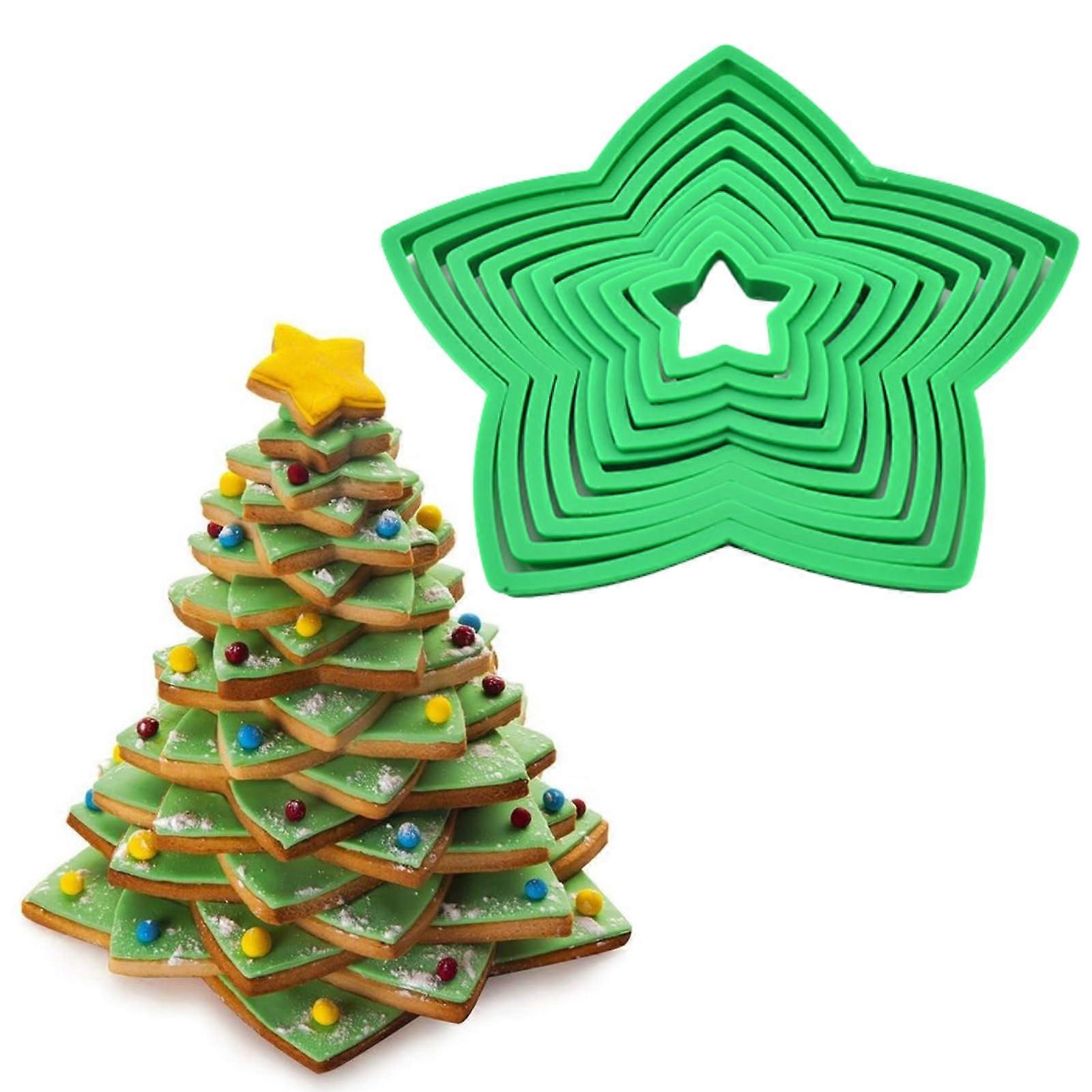 Star Cookie Cutter Set 10 Sizes Plastic Molds for Christmas Tree and Festive 3D Cookie Tower