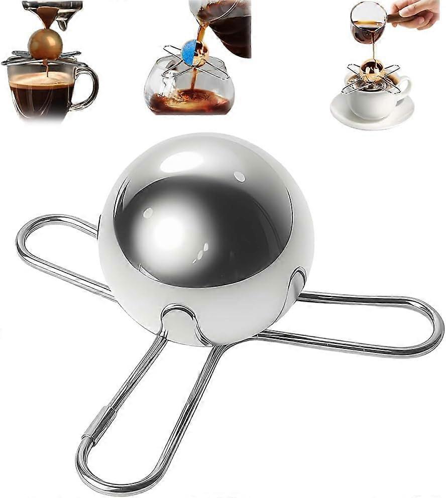 Stainless Steel Coffee Cooling Ball with Stand, Reusable Espresso Chiller for Quick Cooling