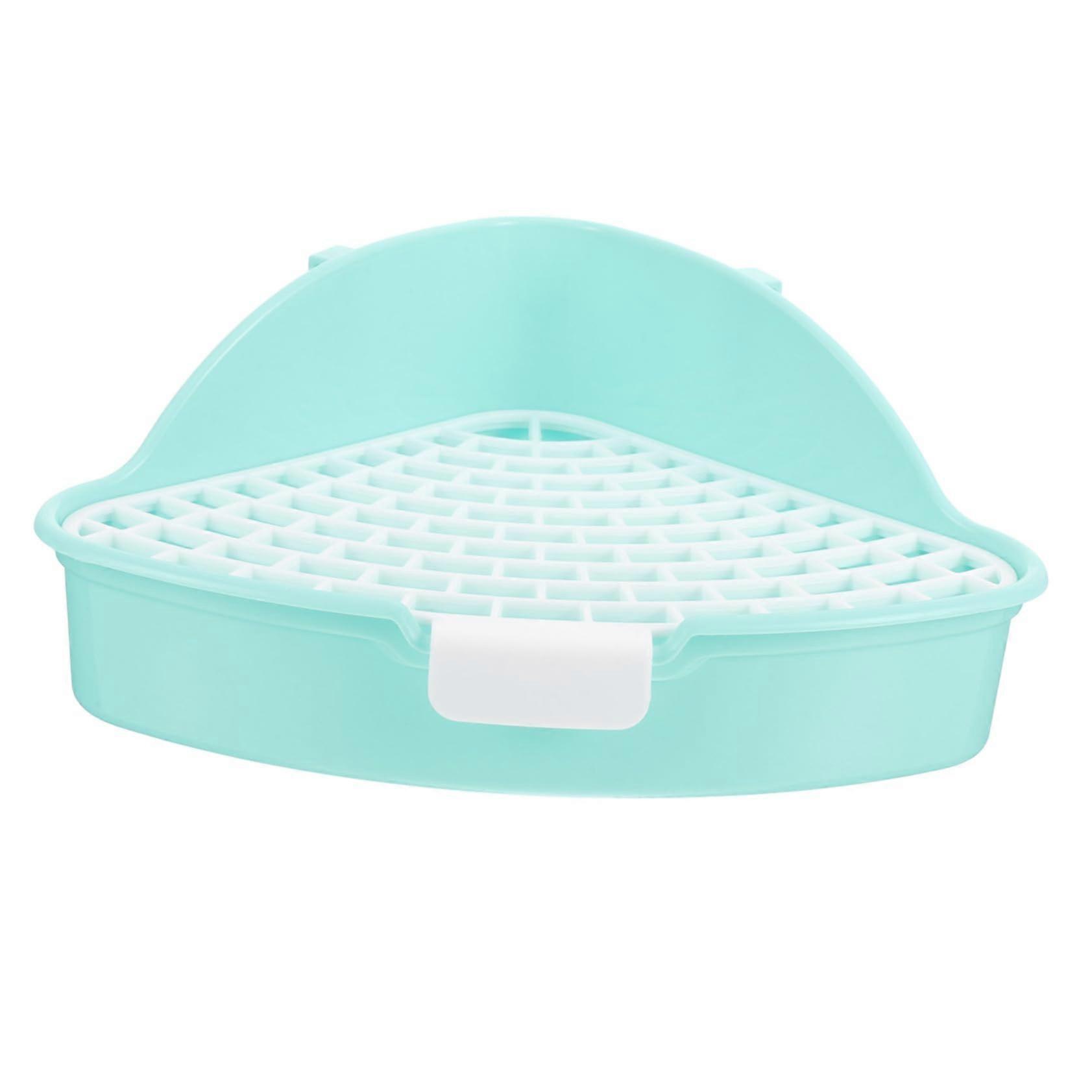 Rabbit Litter Box Triangle Design with Mesh, SplashProof Corner Pan for Small Animals