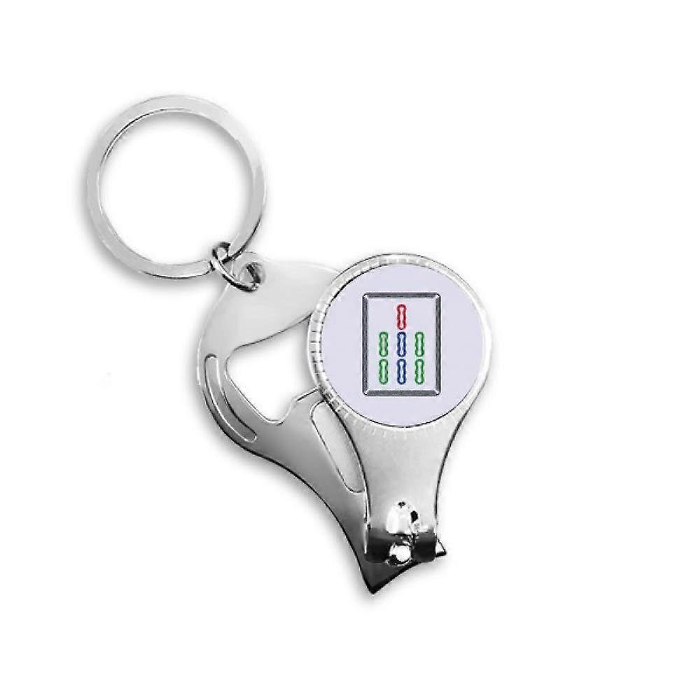 Mahjong Tile Pattern Multifunction Nail Clipper with Keychain and Bottle Opener