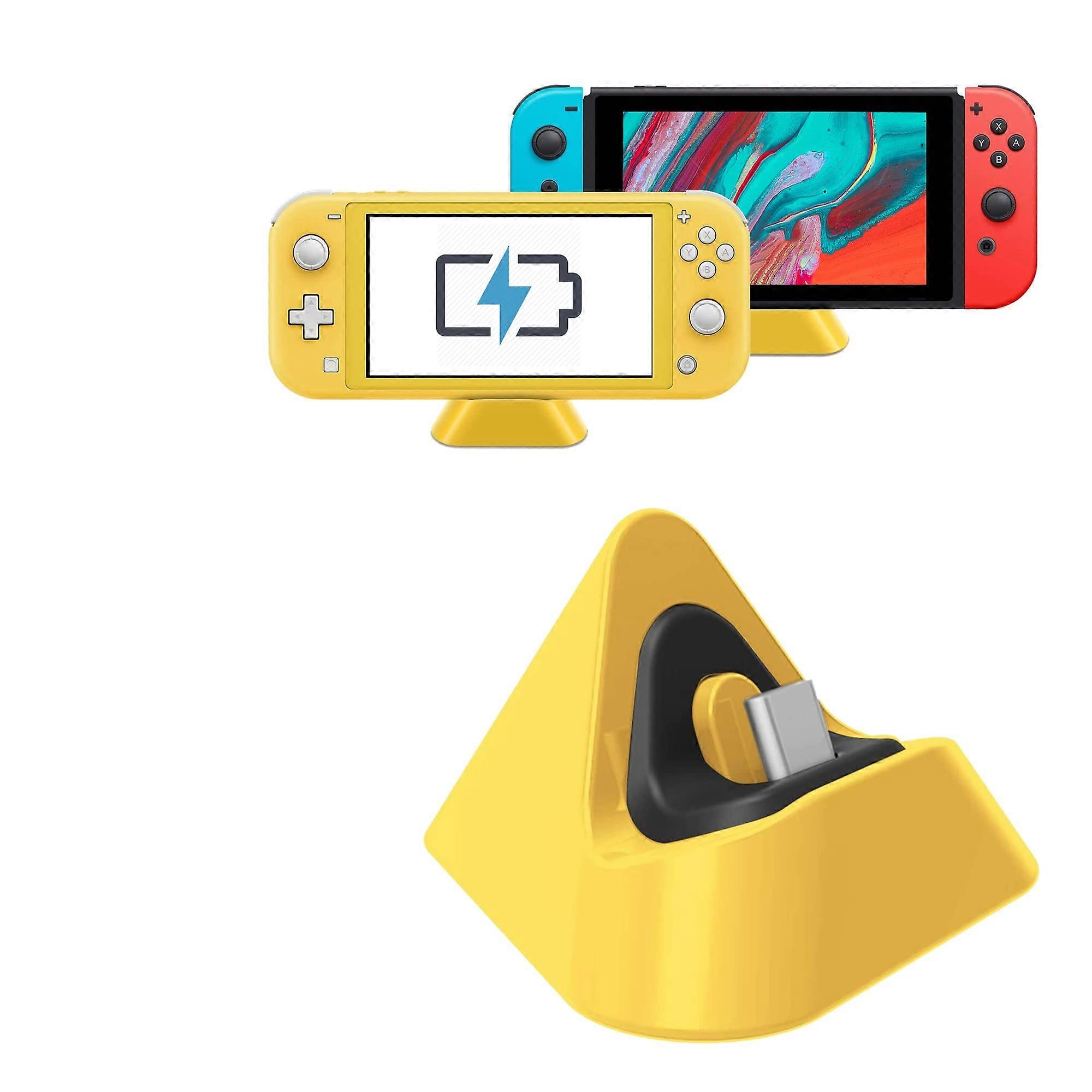 Charging Dock for Nintendo Switch Lite with Fast Charging Triangular Stand and AntiSlip Base Yellow