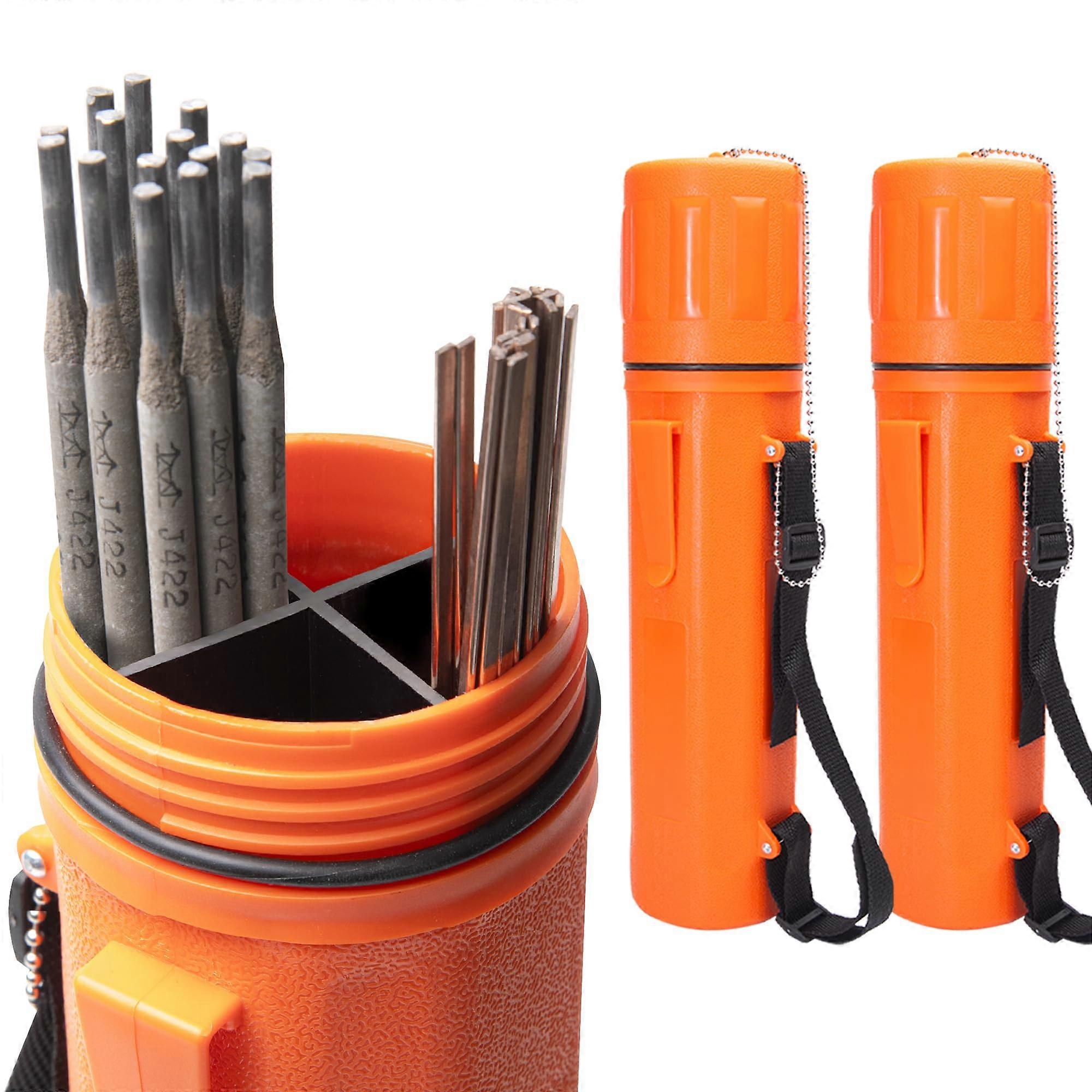 Welding Electrode Storage Tube 2 Pack 3x14in Moisture Proof Rod Container with Strap and Divider