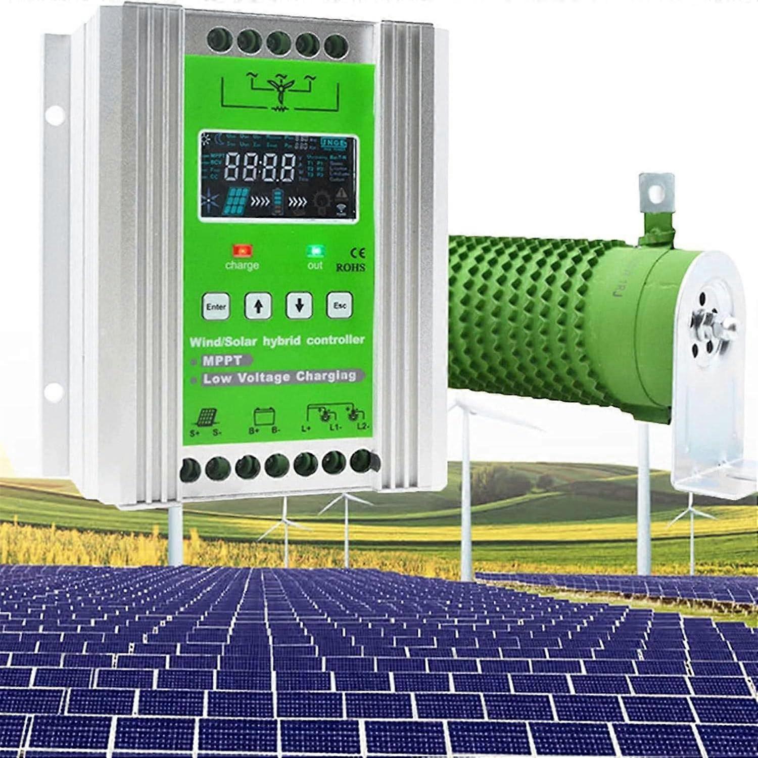 2000W Wind Solar Hybrid MPPT Charge Controller 12V 24V with LCD Display Smart Power Boost for OffGrid System