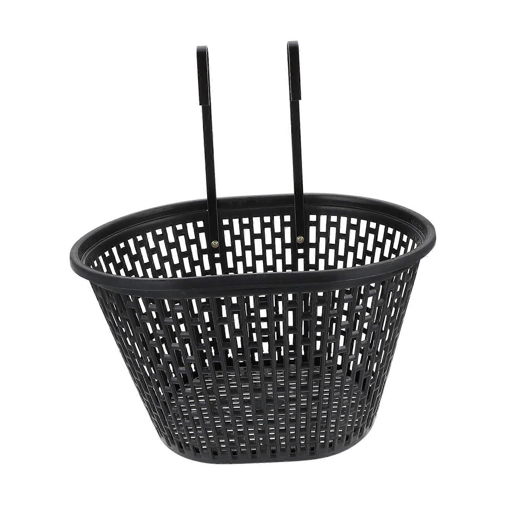 Bike Handlebar Basket with Hooks, Large Capacity Durable Plastic, Detachable Black Front Storage