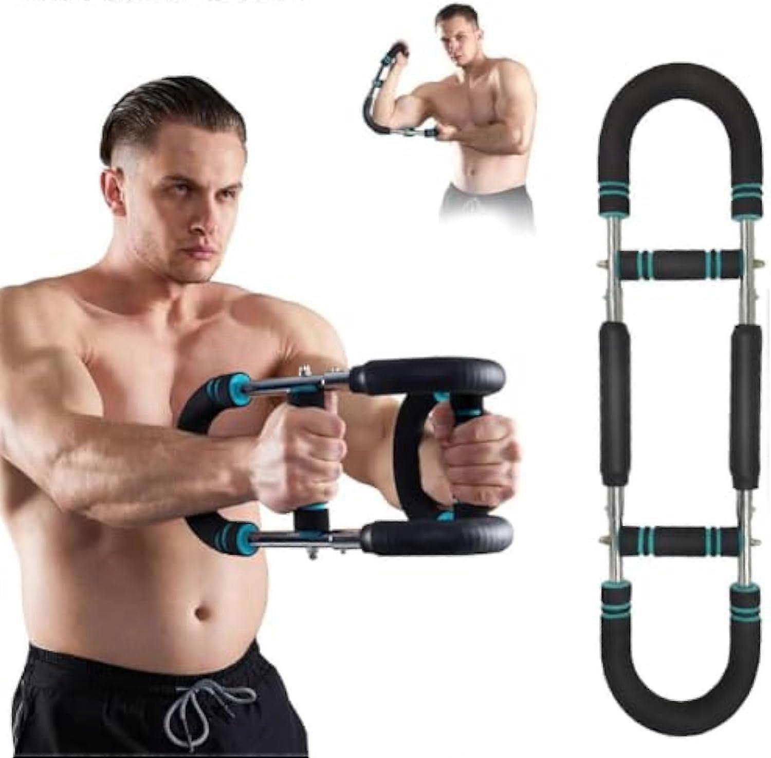 Arm Exerciser with ThreeLevel Resistance for Upper Body Strength, Forearm and Chest Workout Bar