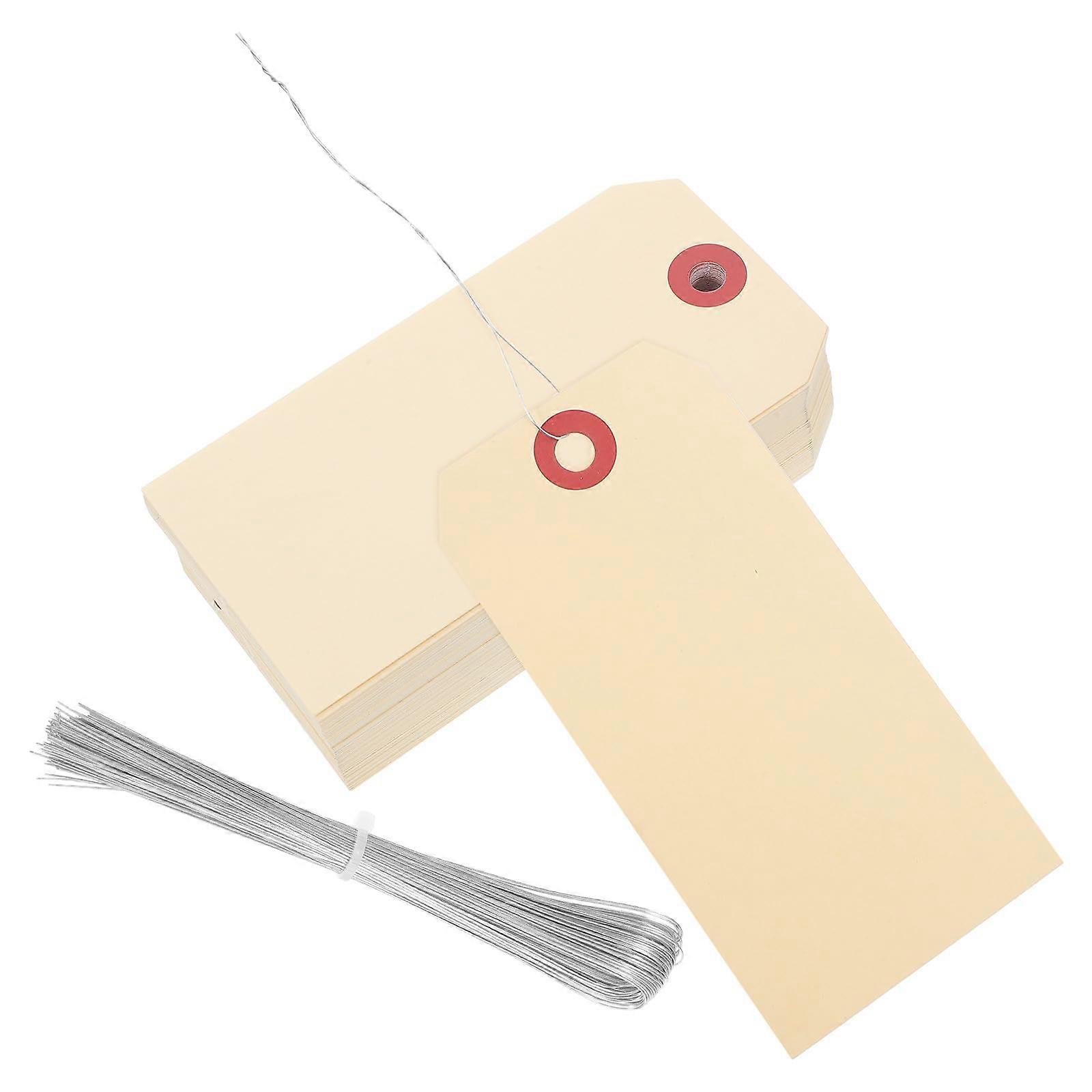 200pcs Manila  Tags with Wires, Durable Brown Blank Tags with Eyelets for Packaging