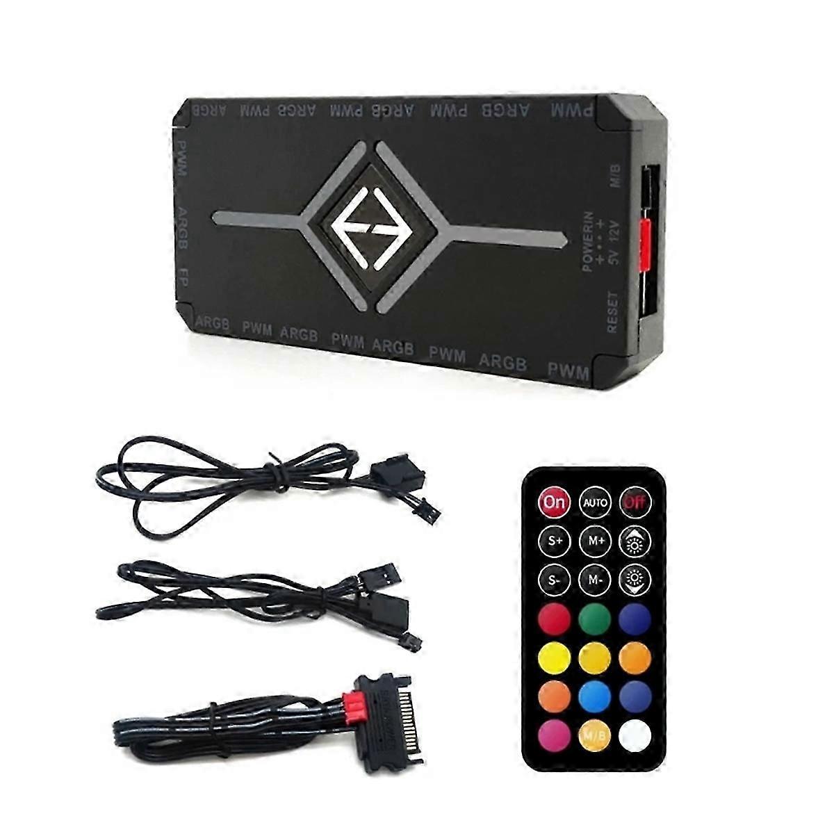 ARGB PWM Controller Wireless Remote Fan Hub PWM ARGB Controller Hub Adapter Computer PC Case Case Ra