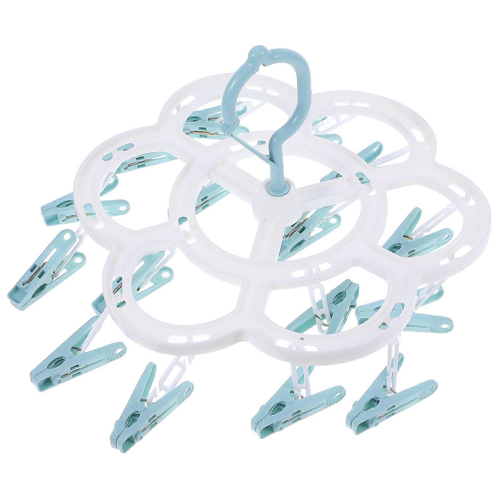 Windproof Drying Rack Household Clothes Rack for Hanging 1Pcs Blue