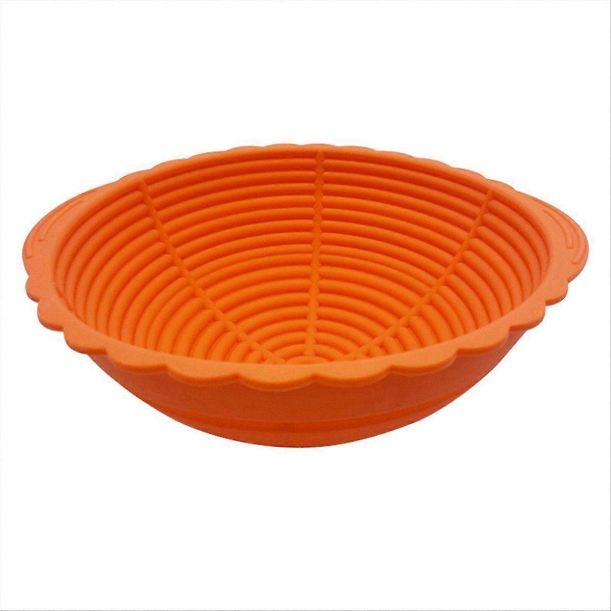 Bread Proofing Basket,Silicone Round Bread Foldable Sourdough Baking Basket Waterproof Proofing Bowls,Orange