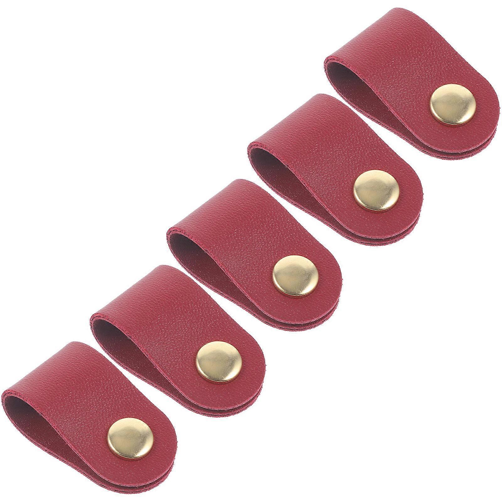 Dark Red Cable Organizer Earphone Cord Strap for 5Pcs