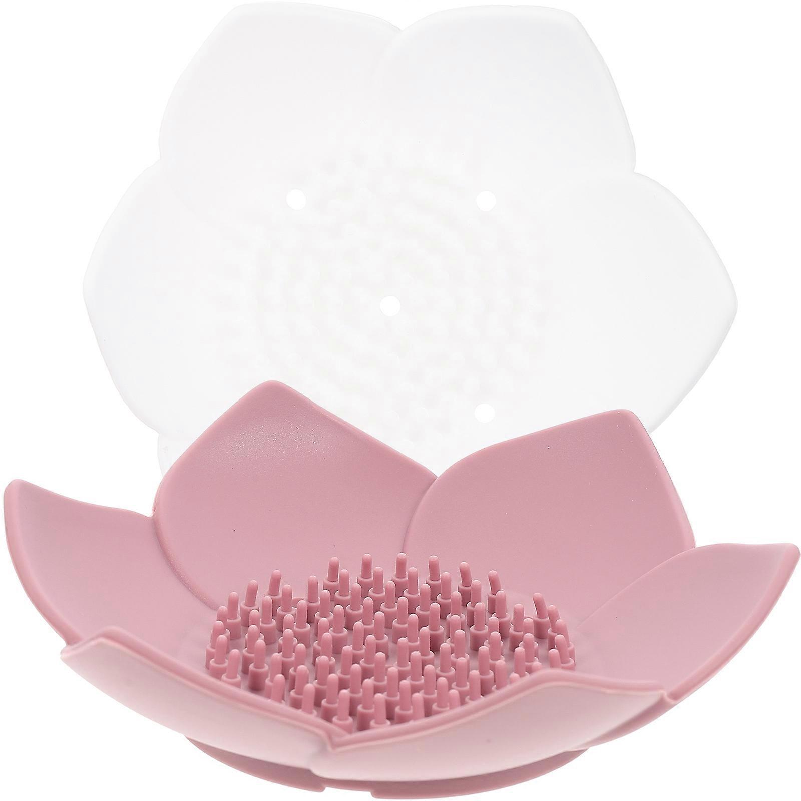 2Pcs Silicone Soap Dish Lotus-Shape Soap Holder for Storage Assorted Color