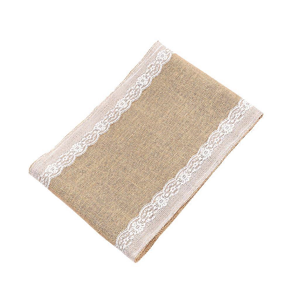 Lace Tablecloth Simple Jute Table Decor for Decoration 3Pcs Set