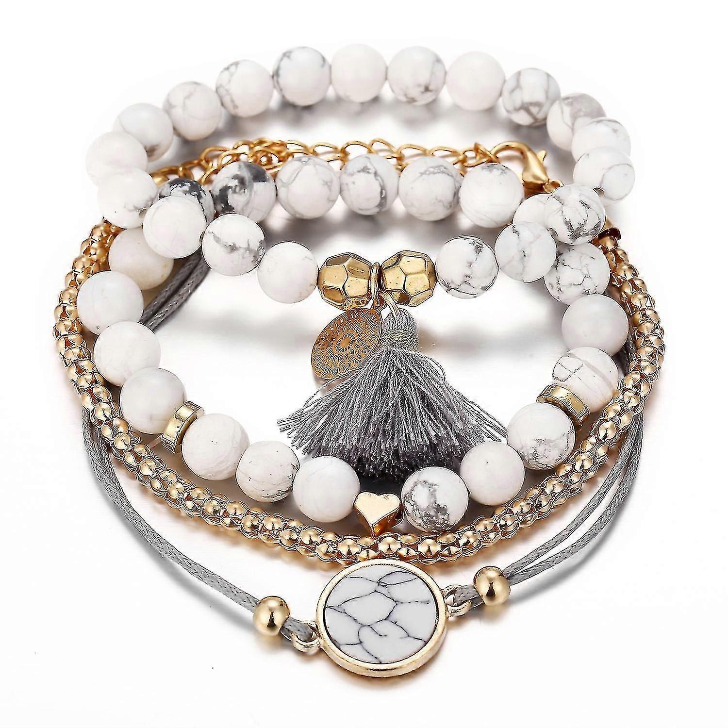 Pacote com 2 pulseiras de borla, ajustáveis