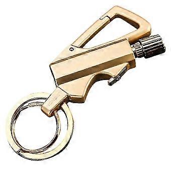 Portable Metal Permanent Match Lighter Keychain - Comes with Flint & Kerosene Refill for Camping