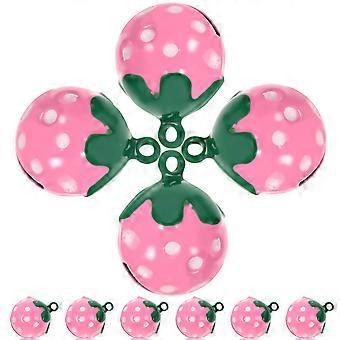 Cartoon Pet Bells Strawberry Pendant for Sounding 10Pcs Pink Copper Collar Pendant