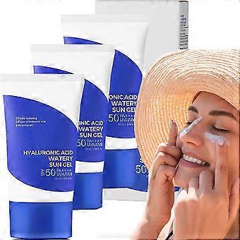 3PCS Niacinamida y Ácido Hialurónico Gel Solar Acuoso, Protector Solar de Verano, Crema Solar Natural de Ácido Hialurónico SPF50+ PA++++, No pegajoso, hidratante