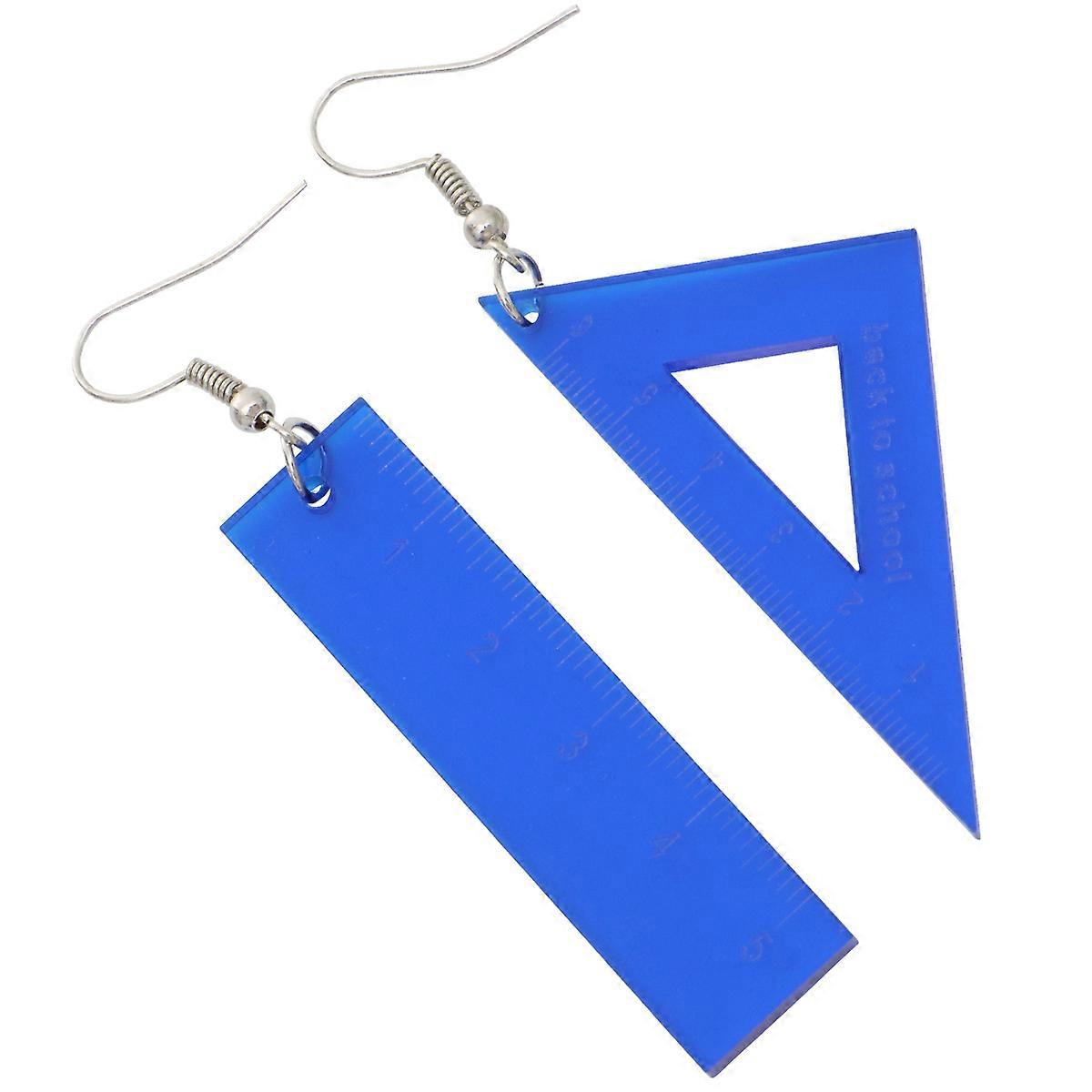 Ruler Earrings Triangular Rule Earrings for Decoration 1Pair Blue