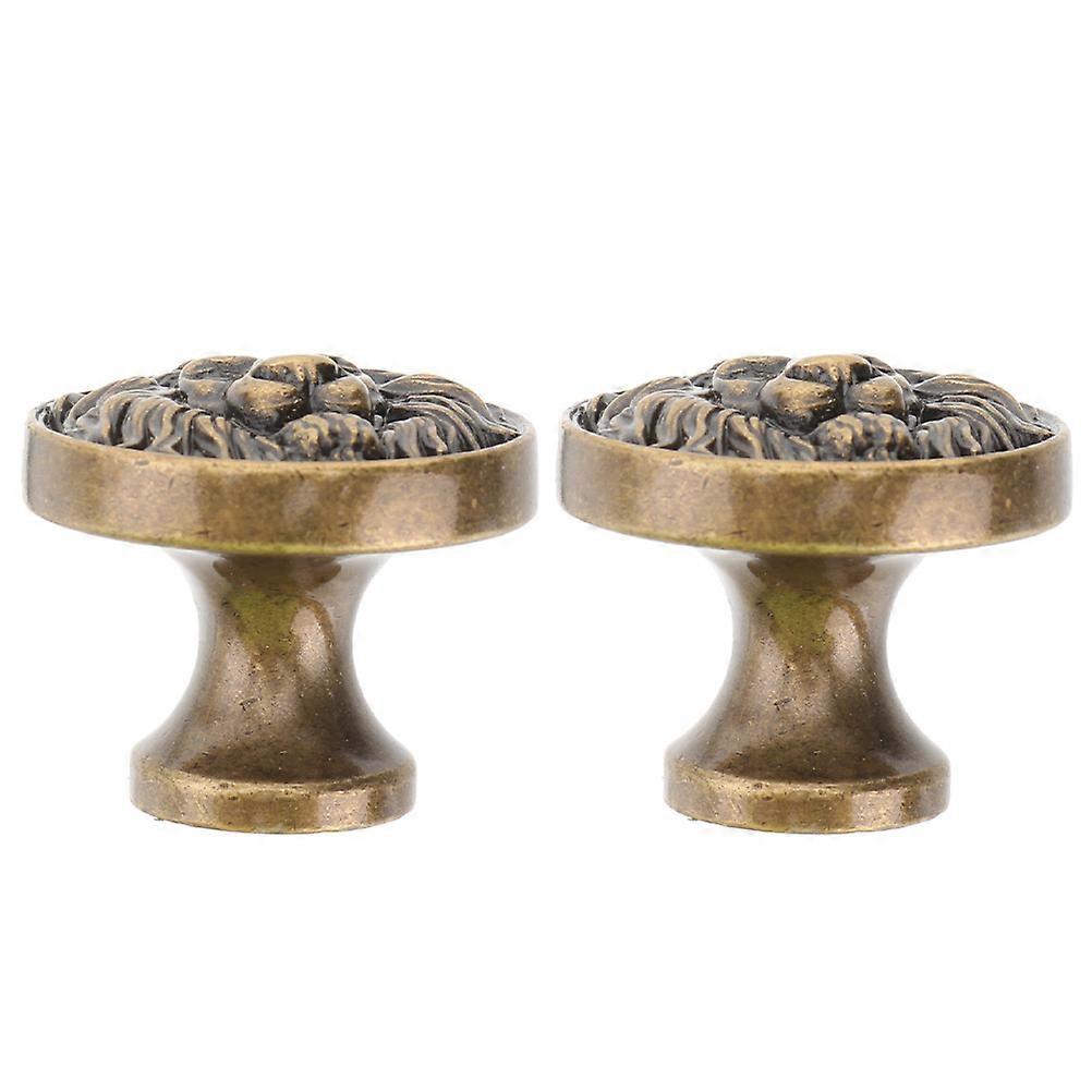 2pcs Cabinet Knobs Lion Head Round Dresser Knobs Decorative Drawer Knobs