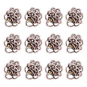 12pcs Vintage Hair Claw Hollowed-out Rose Mini Trumpet Hair Claw Jaw Clip Hair Pin