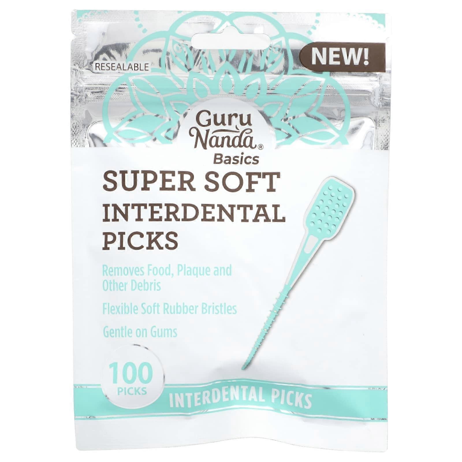 GuruNanda, Basics, Super Soft Interdental Picks, 100 Picks, 7-Pack