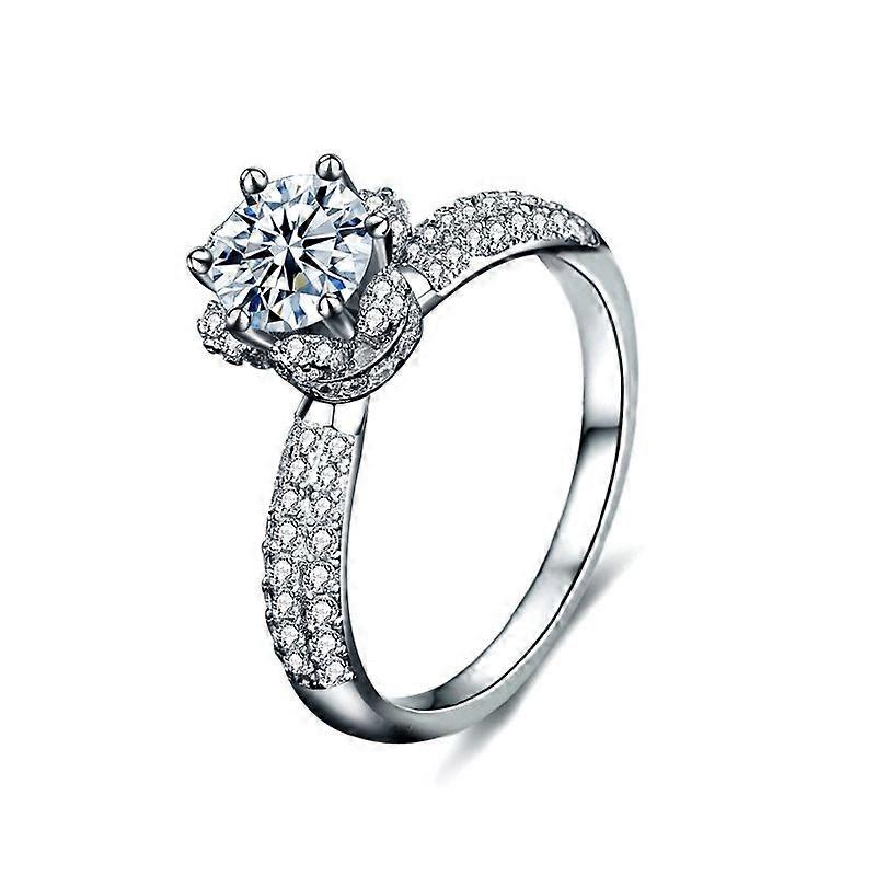 925 Sterling Silver Moissanite Ring Crown Ring , Size: 8
